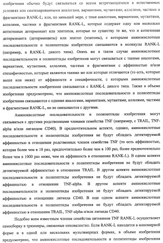 Аминокислотные последовательности, направленные на rank-l, и полипептиды, включающие их, для лечения заболеваний и нарушений костей (патент 2481355)