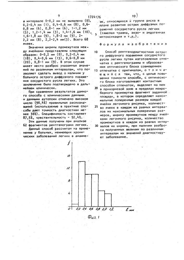 Способ рентгенодиагностики острого диффузного поражения сосудистого русла легких (патент 1724176)