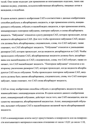 Впитывающие изделия, содержащие впитывающие материалы, проявляющие свойства отбухания/вторичного набухания (патент 2490030)