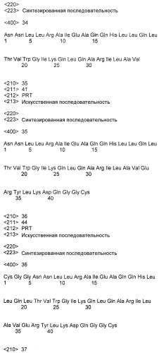 Конъюгаты, состоящие из полимера и пептидов, происходящих от gp41 вич, и их применение в терапии (патент 2317997)