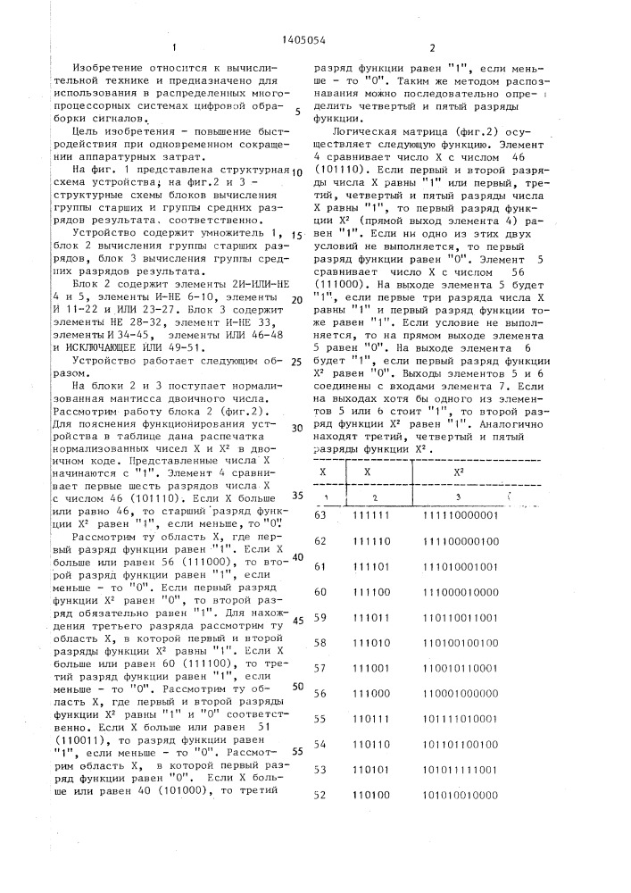 Устройство для возведения в квадрат (патент 1405054)