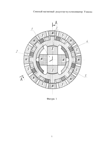 Соосный магнитный редуктор-мультипликатор узякова (патент 2579443)