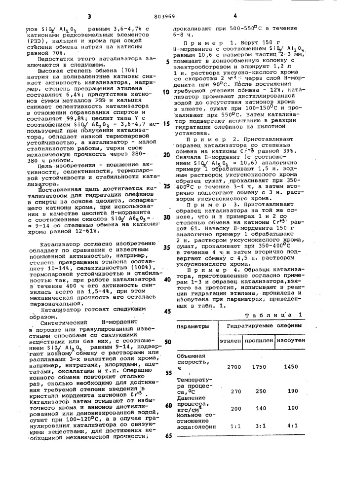 Катализатор для гидратации олефинов (патент 803969)