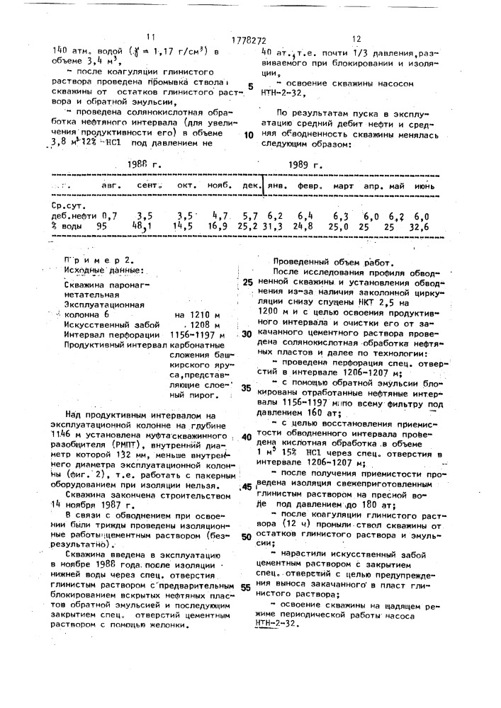 Способ изоляции нижней воды или заколонной циркуляции снизу (патент 1778272)