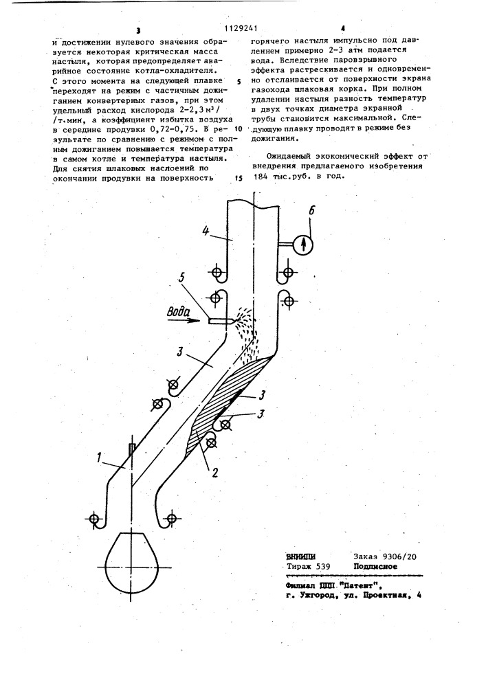 Способ контроля и удаления настылей с охлаждаемых элементов газоотводящего тракта конвертера (патент 1129241)