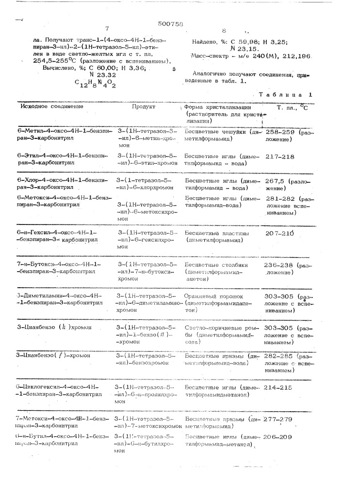 Способ получения производных тетразола (патент 500758)