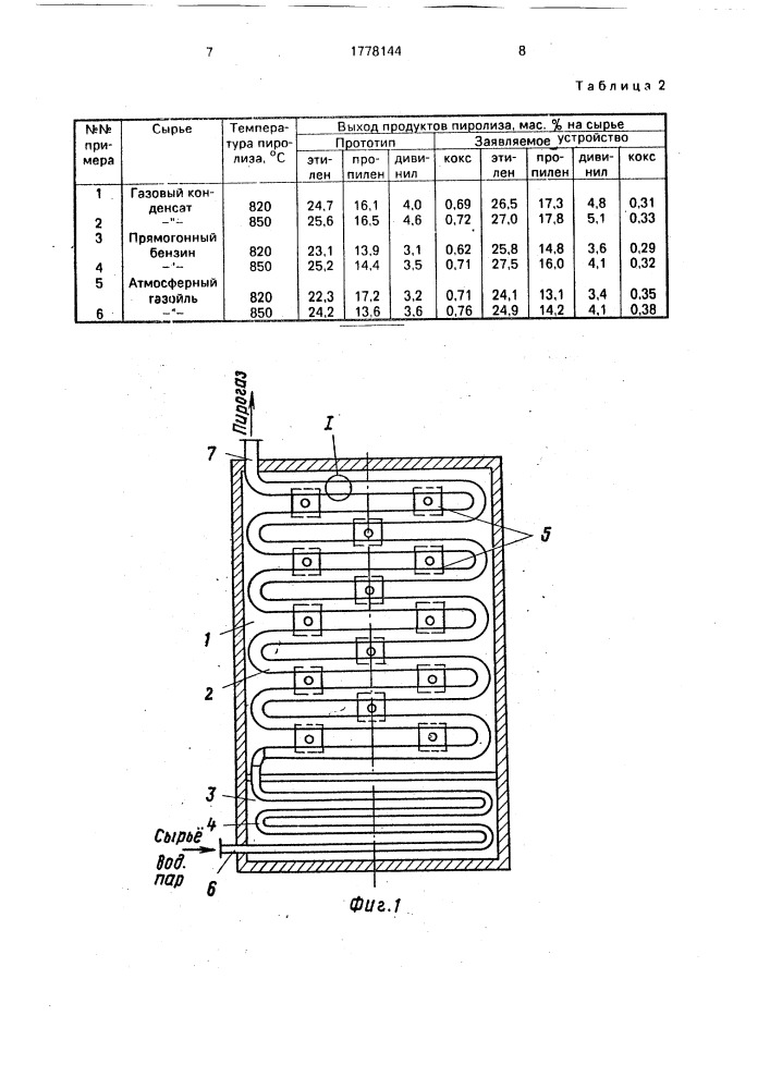 Устройство для пиролиза углеводородов (патент 1778144)