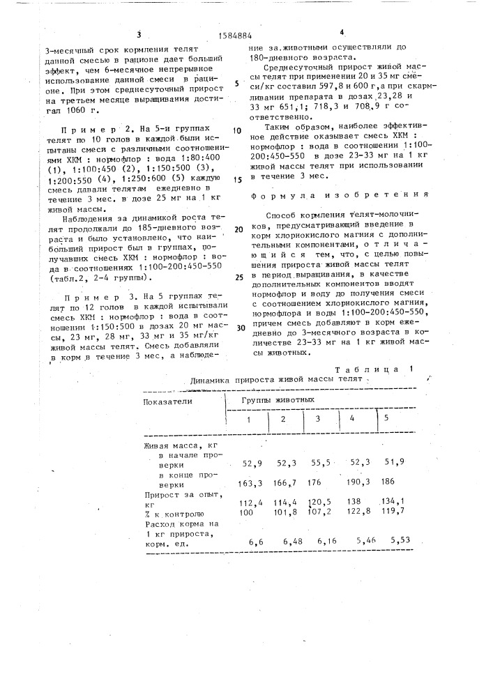 Способ кормления телят-молочников (патент 1584884)