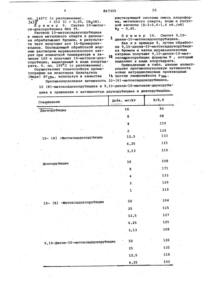 Способ получения хлоргидратов замещенных антрациклинов (патент 867315)
