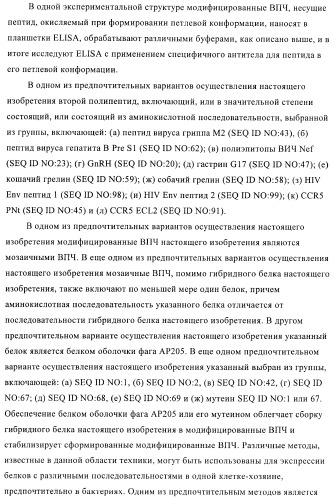 Вирусоподобные частицы, включающие гибридный белок белка оболочки бактериофага ар205 и антигенного полипептида (патент 2409667)