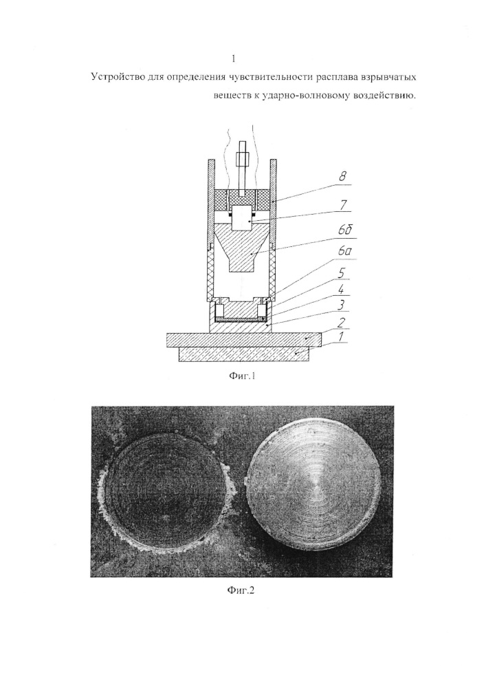 Устройство для определения чувствительности расплава взрывчатых веществ к ударно-волновому воздействию (патент 2647453)