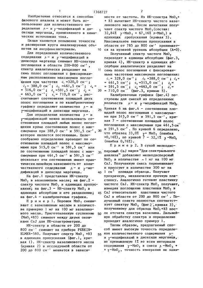 Способ количественного определения @ -и @ -модификаций в диоксиде марганца (патент 1368727)