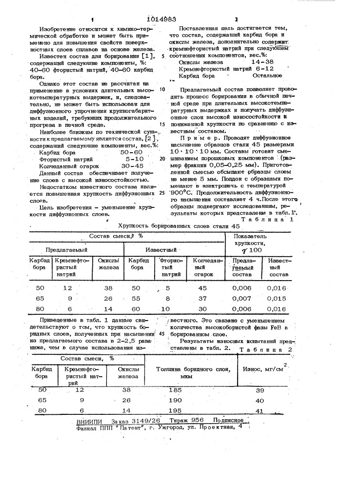 Состав для борирования (патент 1014983)