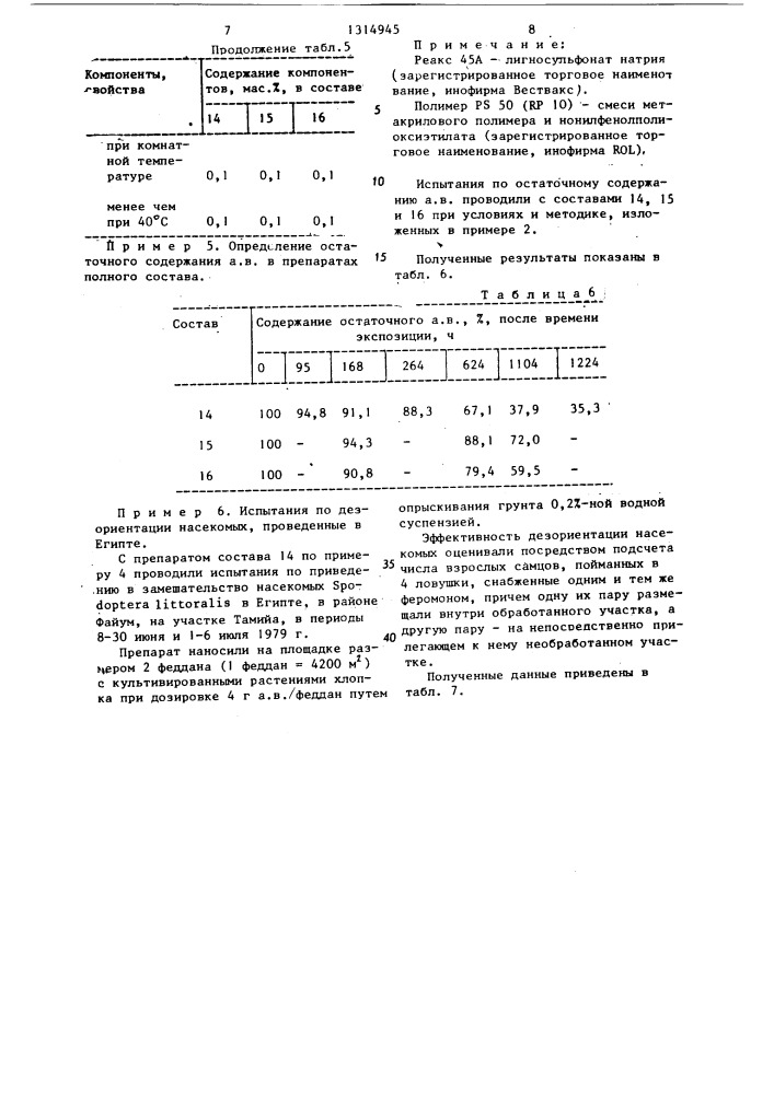 Препарат для борьбы с вредными насекомыми (патент 1314945)