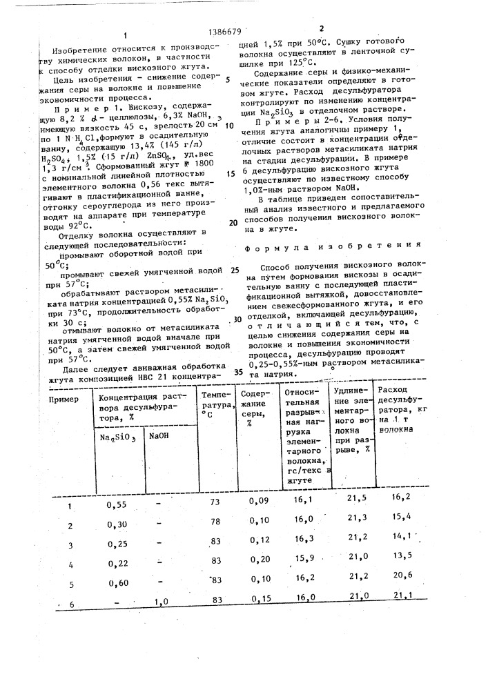 Способ получения вискозного волокна (патент 1386679)