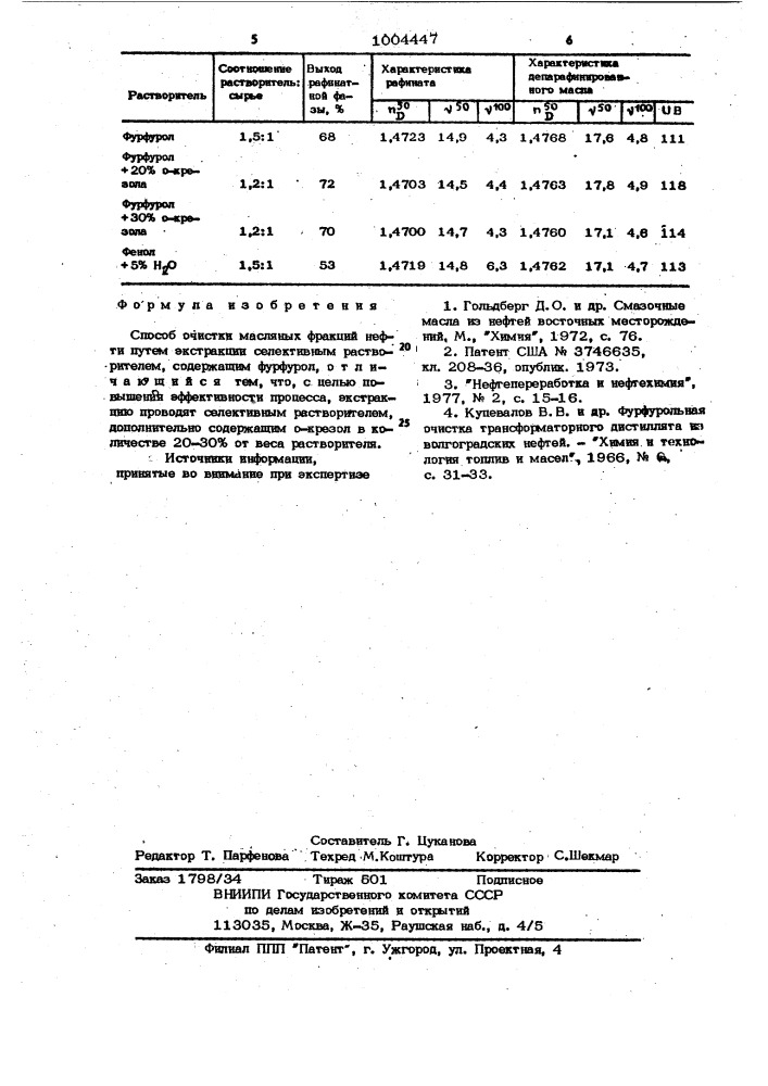 Способ очистки масляных фракций нефти (патент 1004447)