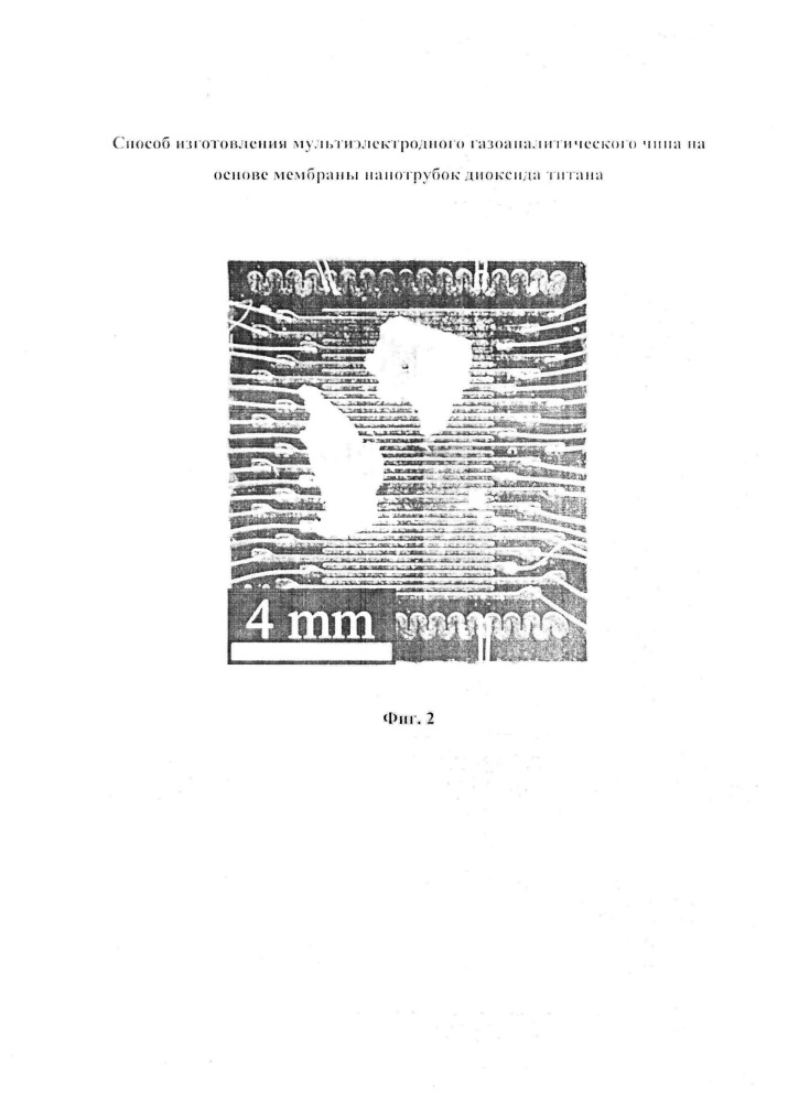 Способ изготовления мультиэлектродного газоаналитического чипа на основе мембраны нанотрубок диоксида титана (патент 2641017)