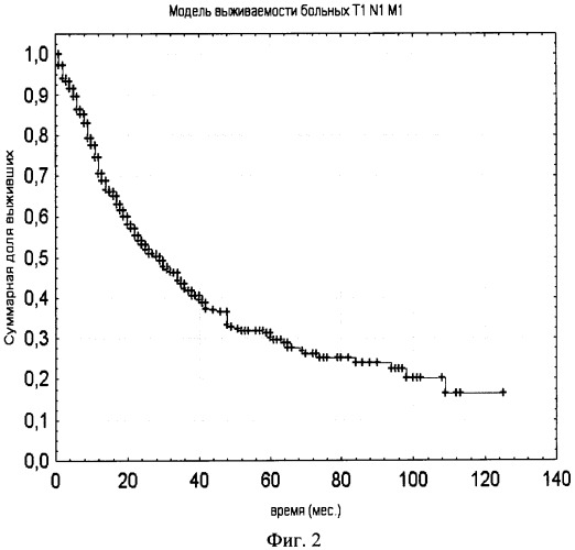 Способ определения послеоперационной выживаемости больных раком желудка в зависимости от критериев т, n, м (патент 2336805)