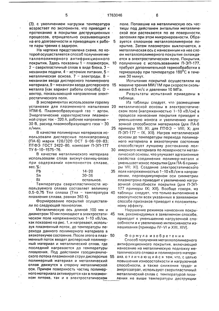 Способ получения металлополимерного антифрикционного покрытия (патент 1763046)