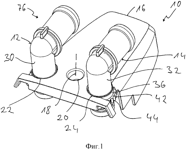 Присоединительный узел для теплоносителя, в частности для блока теплообменника отопителя транспортного средства (патент 2589809)