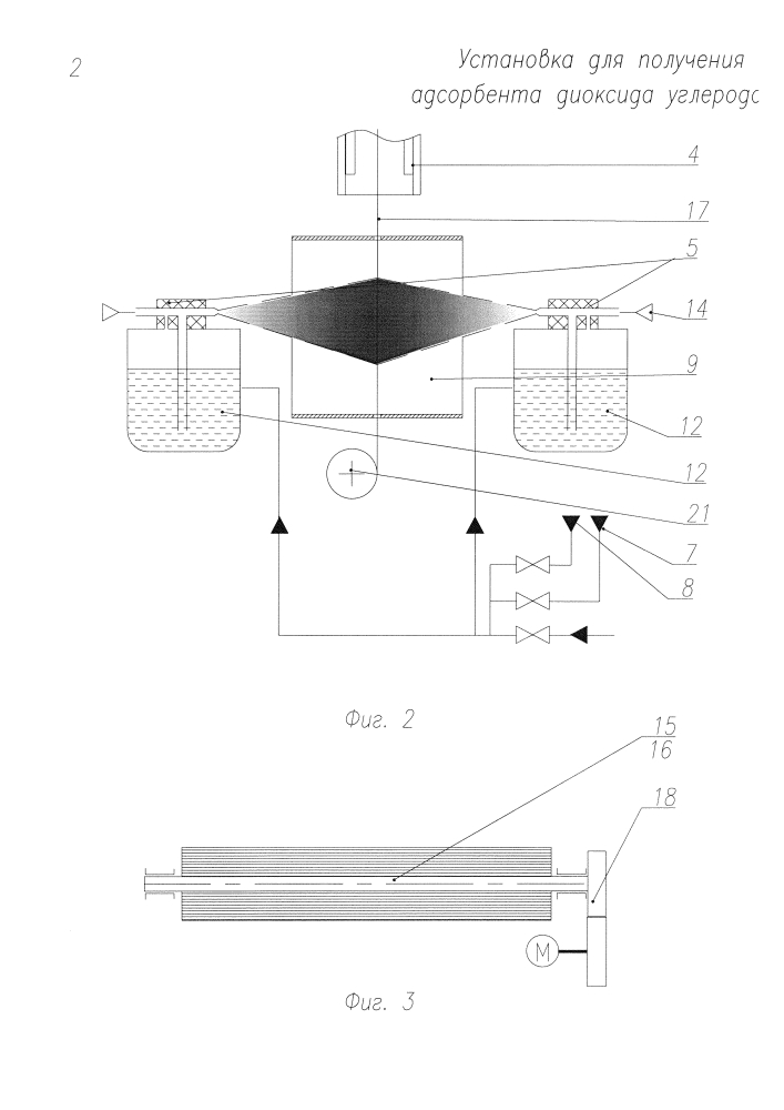 Установка для получения адсорбента диоксида углерода (патент 2600758)