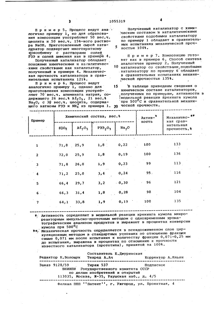 Способ получения цеолитсодержащего микросферического катализатора крекинга (патент 1055319)