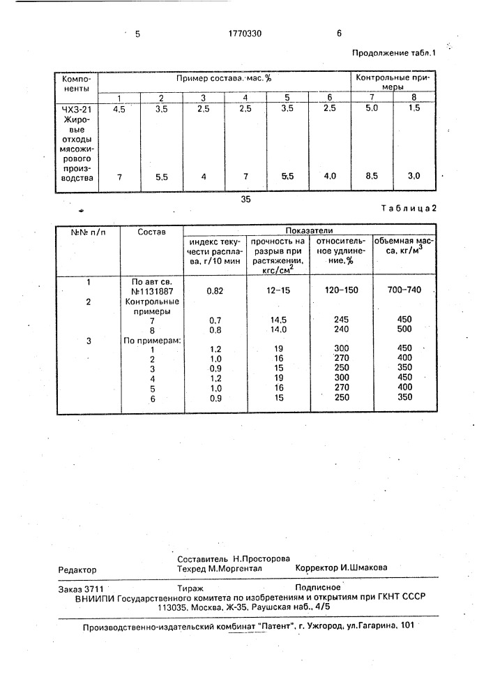 Композиция для получения поропласта (патент 1770330)