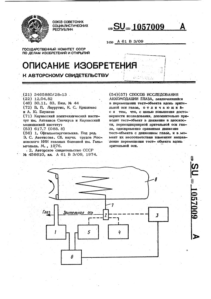 Способ исследования аккомодации глаза (патент 1057009)