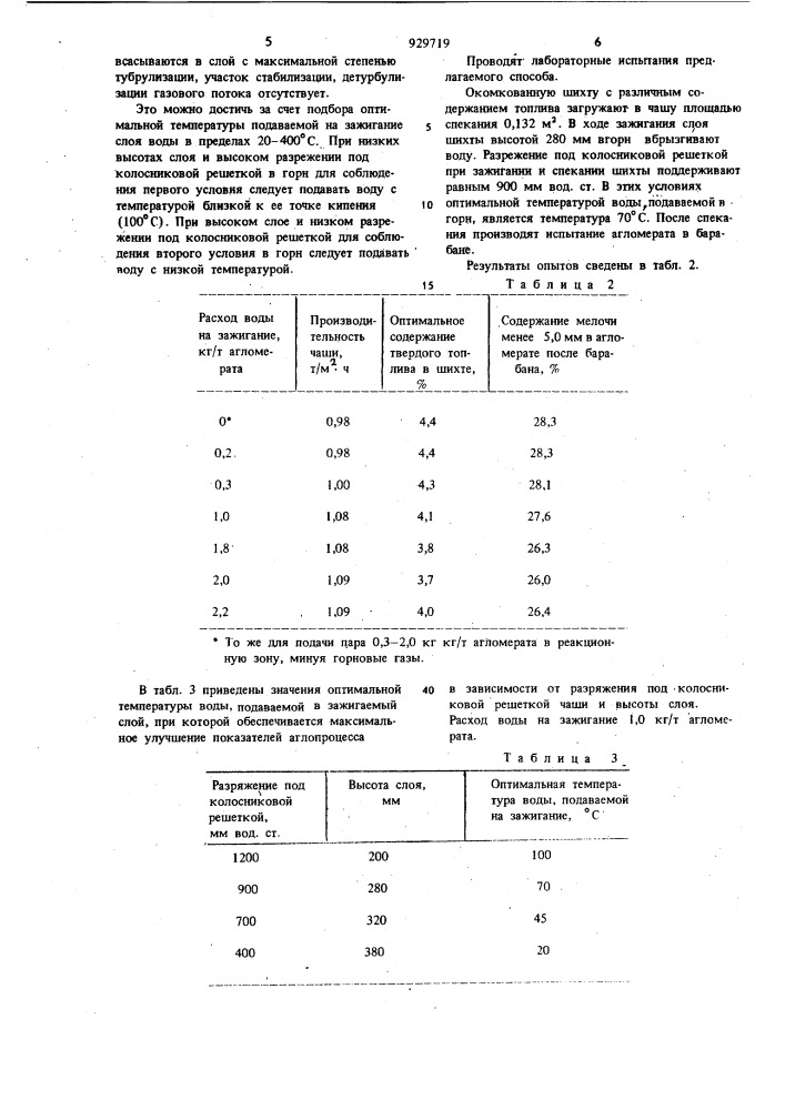 Способ агломерации железных руд и концентратов (патент 929719)