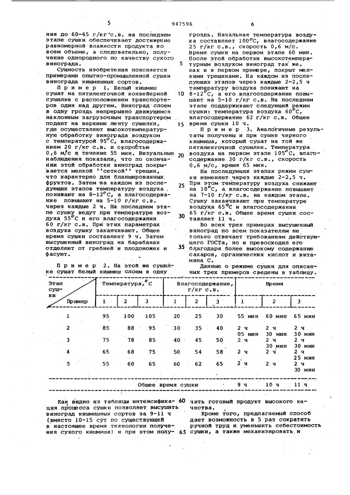 Способ сушки винограда (патент 947596)