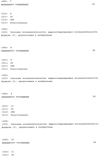 Нуклеиновая кислота формулы (i): glxmgn или (ii): glxmgn, предназначенная для применения прежде всего в качестве иммуностимулятора/адъюванта (патент 2487938)