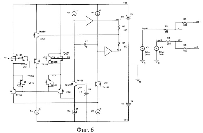 Комплементарный каскодный дифференциальный усилитель с парафазным выходом (патент 2439779)