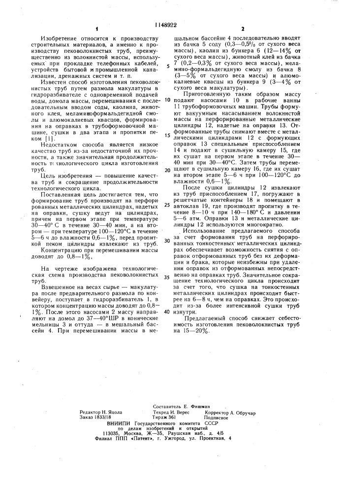 Способ изготовления пековолокнистых труб (патент 1148922)