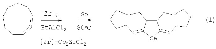 Способ получения 1,2,3,4,5,6,10,11,12,13,14,15,15a,15b-тетрадекагидродициклонона [b, d]селенофена (патент 2383538)