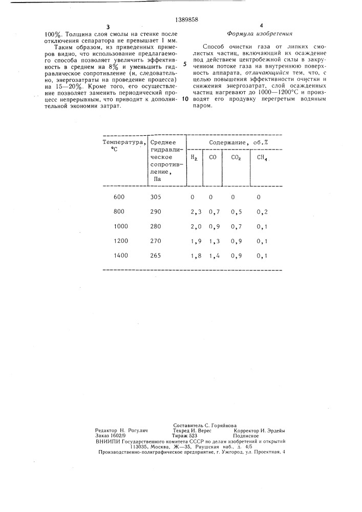 Способ очистки газа от липких смолистых частиц (патент 1389858)