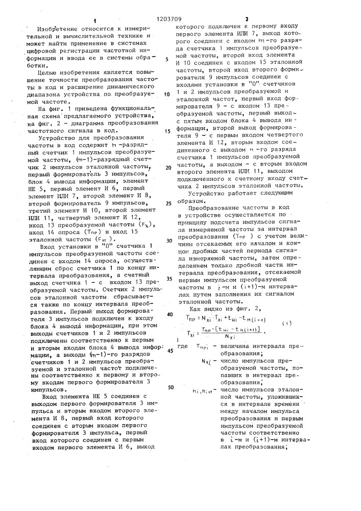 Устройство для преобразования частоты в код (патент 1203709)