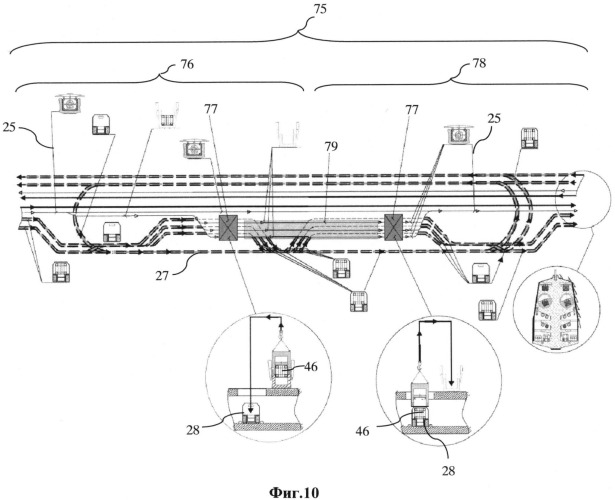 Грузовой транспортный сетевой сухопутный роботизированный комплекс для скоростной безостановочной доставки грузов в контейнерах, передачи жидких фракций, электроэнергии и информации (патент 2547913)