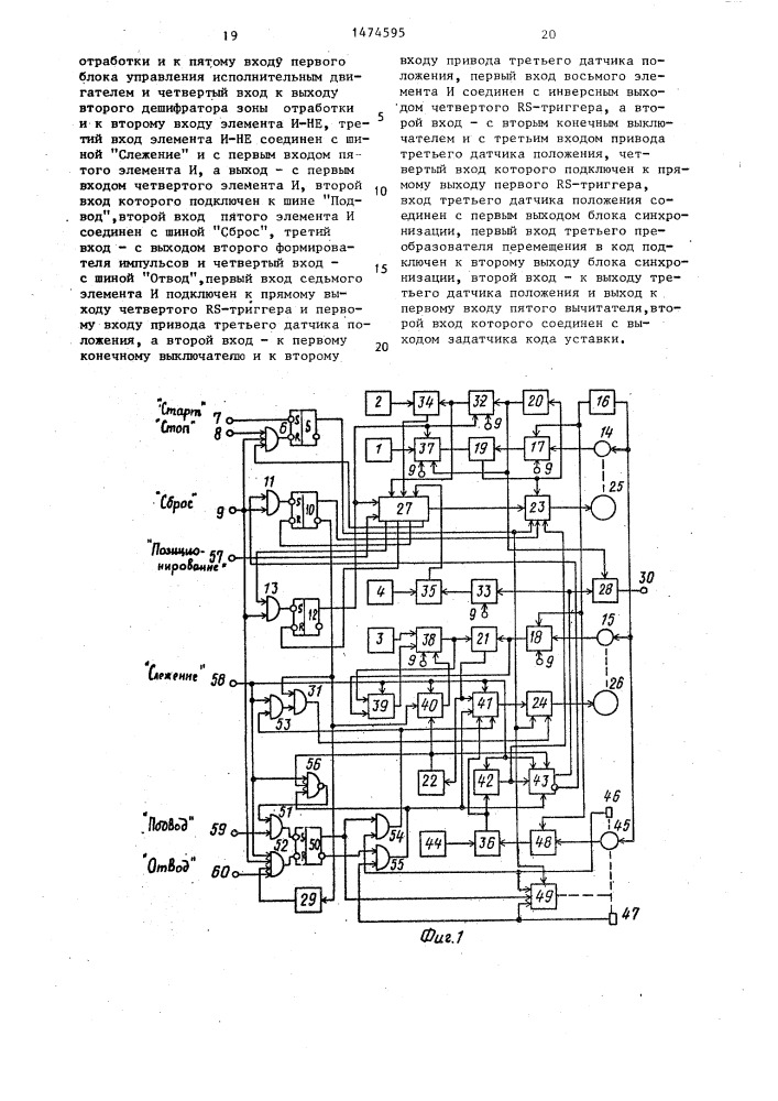 Устройство для программного управления (патент 1474595)