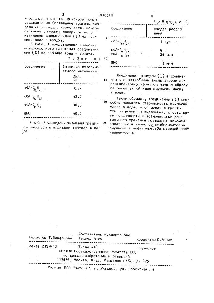 Соли 4-алкил-2-акрилфеноксисульфокислоты в качестве стабилизаторов эмульсий для нефтеперерабатывающей промышленности (патент 1010058)