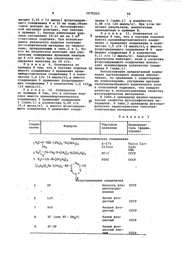 Композиция адгезионного подслоя для фотографических материалов (патент 1075225)