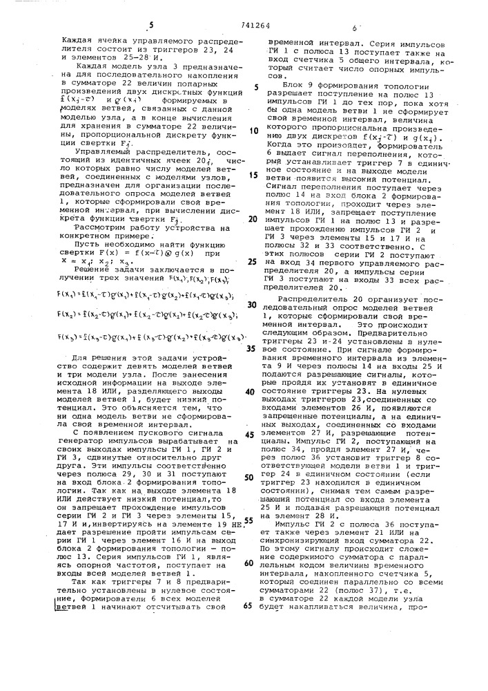 Устройство для определения свертки дискретных функций (патент 741264)