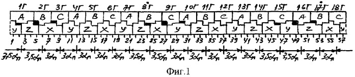 Трехфазная несимметричная дробная обмотка при 2р=12&#183;с полюсах в z=57&#183;c пазах (патент 2328814)