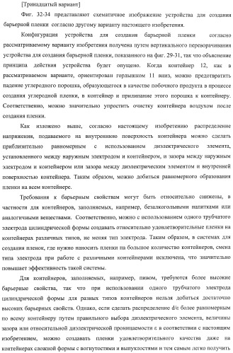 Устройство для создания барьерной пленки, способ создания барьерных пленок и контейнер с покрытием барьерной пленкой (патент 2434080)