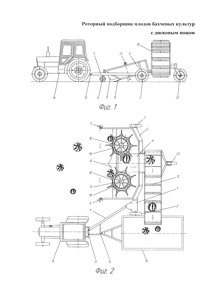 Роторный подборщик плодов бахчевых культур с дисковым ножом (патент 2643725)