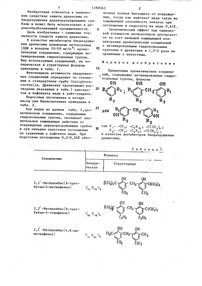 Ингибитор биоразрушения древесины (патент 1288062)