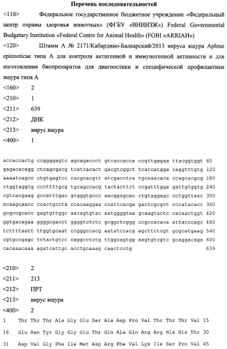 Штамм вируса ящура aphtae epizooticae типа а для изготовления биопрепаратов для диагностики и специфической профилактики ящура типа а и их контроля (патент 2560268)