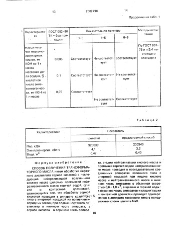 Способ получения трансформаторного масла (патент 2002796)