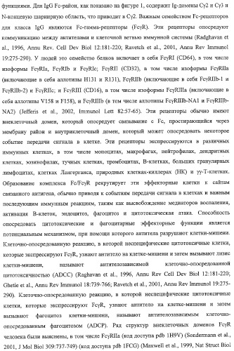 Антитело, содержащее fc-вариантную часть (варианты), фармацевтическая композиция, содержащая антитело, и способ лечения млекопитающего (патент 2325186)