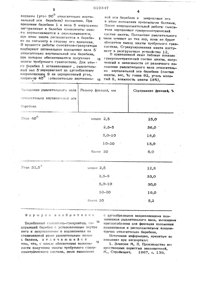 Барабанный смеситель-гранулятор (патент 619347)