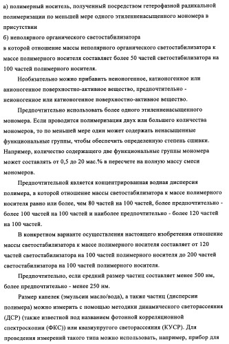 Концентрированные формы светостабилизаторов на водной основе, полученные по методике гетерофазной полимеризации (патент 2354664)